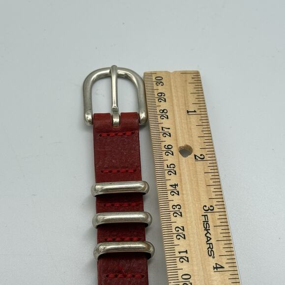 Rag & Bone RED Leather Jet Skinny Belt Logo SIZE SMALL (31-35") Womens England - Picture 6 of 9